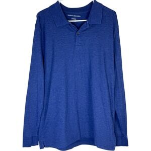 Saddlebred Flex Carbon Mens Medium Blue Long Sleeve‎ Polo Shirt Casual